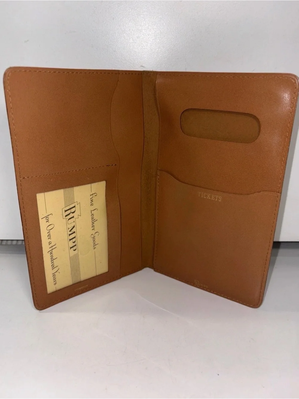 Vintage RUMPP WALLET SEAL KIDSKIN Leather Brown Credit Cards CHECKS